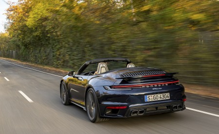 2021 Porsche 911 Turbo Cabrio (Color: Night Blue Metallic) Rear Three-Quarter Wallpapers 450x275 (5)
