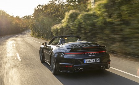 2021 Porsche 911 Turbo Cabrio (Color: Night Blue Metallic) Rear Three-Quarter Wallpapers 450x275 (6)