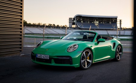 2021 Porsche 911 Turbo Cabrio (Color: Python Green) Front Three-Quarter Wallpapers 450x275 (23)