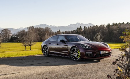 2021 Porsche Panamera 4 E-Hybrid (Color: Cherry Metallic) Front Three-Quarter Wallpapers 450x275 (28)