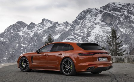 2021 Porsche Panamera 4 E-Hybrid Sport Turismo (Color: Papaya Metallic) Rear Three-Quarter Wallpapers 450x275 (18)