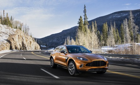 2021 Aston Martin DBX (Golden Saffron; US-Spec) Front Three-Quarter Wallpapers 450x275 (25)