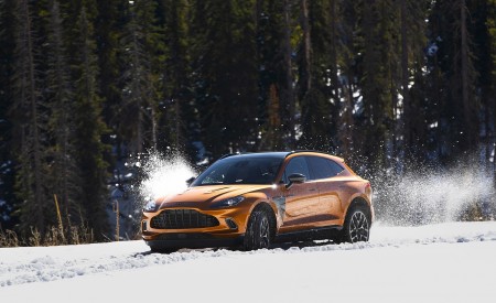 2021 Aston Martin DBX (Golden Saffron; US-Spec) Front Three-Quarter Wallpapers 450x275 (14)