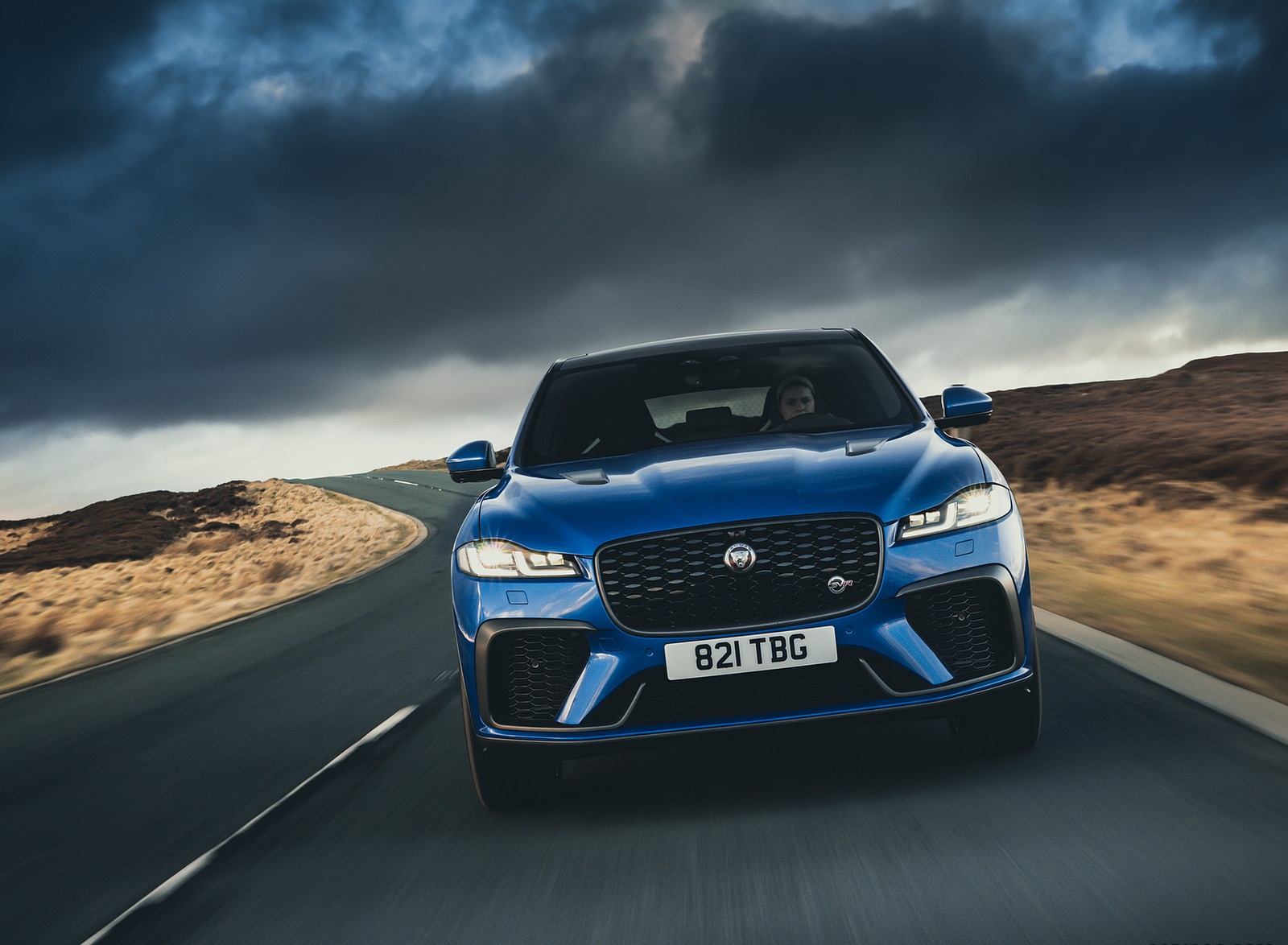 2021 Jaguar F-PACE SVR (Color: Velocity Blue) Front Wallpapers  (5)