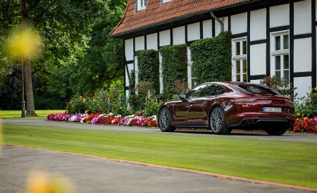 2021 Porsche Panamera Turbo S (Color: Cherry Metallic) Rear Three-Quarter Wallpapers 450x275 (37)