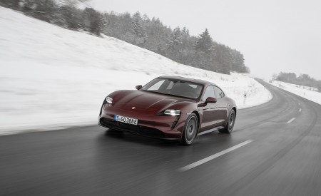 2021 Porsche Taycan (Color: Cherry Metallic) Front Three-Quarter Wallpapers 450x275 (98)