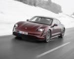 2021 Porsche Taycan (Color: Cherry Metallic) Front Three-Quarter Wallpapers 150x120