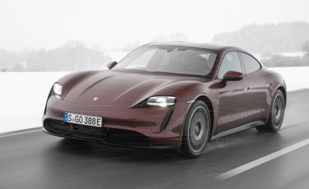 2021 Porsche Taycan (Color: Cherry Metallic) Front Three-Quarter Wallpapers 450x275 (112)