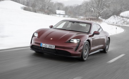 2021 Porsche Taycan (Color: Cherry Metallic) Front Three-Quarter Wallpapers 450x275 (100)