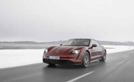 2021 Porsche Taycan (Color: Cherry Metallic) Front Three-Quarter Wallpapers 450x275 (102)