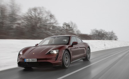 2021 Porsche Taycan (Color: Cherry Metallic) Front Three-Quarter Wallpapers 450x275 (103)