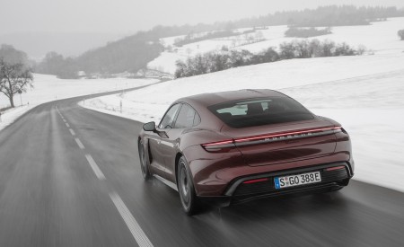 2021 Porsche Taycan (Color: Cherry Metallic) Rear Three-Quarter Wallpapers  450x275 (115)