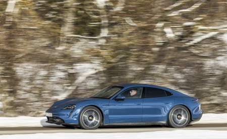 2021 Porsche Taycan (Color: Neptune Blue) Side Wallpapers 450x275 (12)