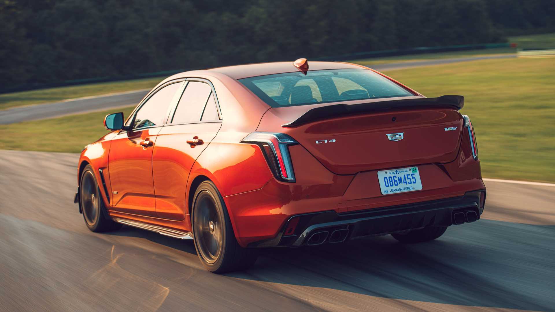 2022 Cadillac CT4-V Blackwing (Color: Blaze Orange Metallic) Rear Three-Quarter Wallpapers (7)