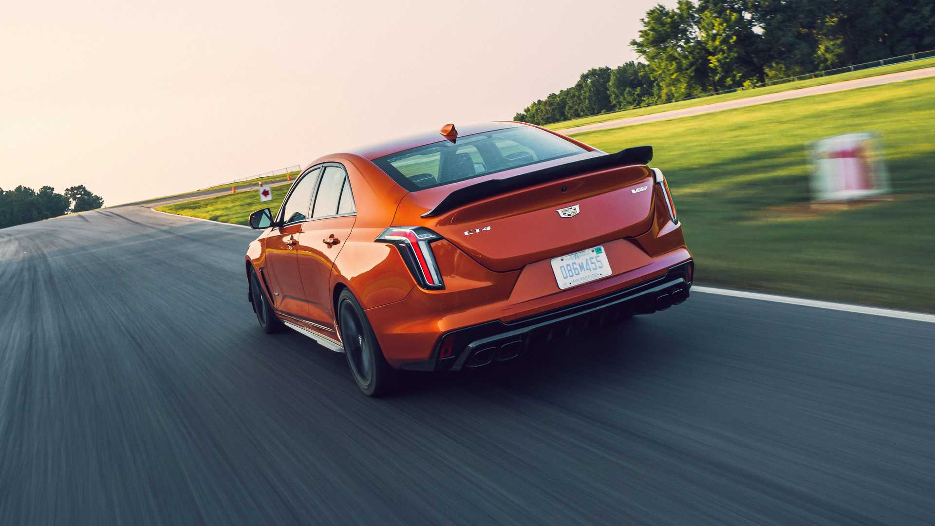2022 Cadillac CT4-V Blackwing (Color: Blaze Orange Metallic) Rear Three-Quarter Wallpapers (8)