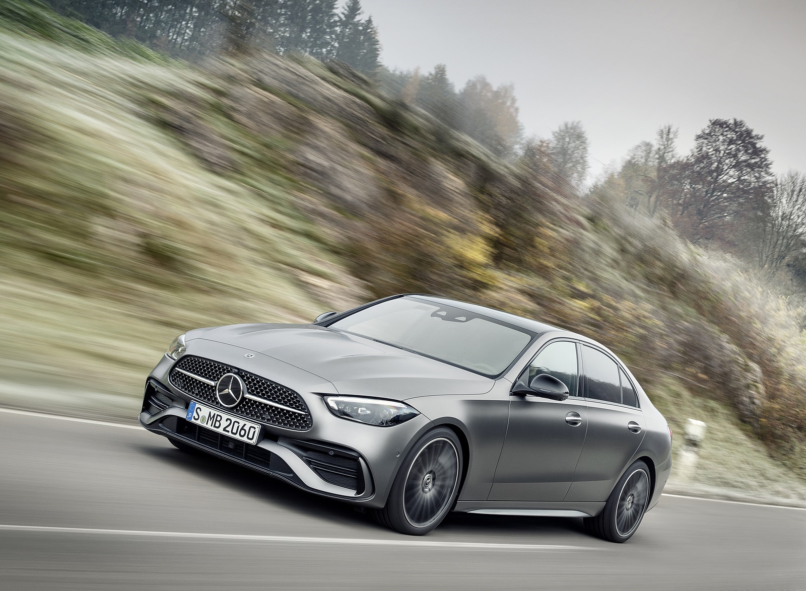 2022 Mercedes-Benz C-Class (Color: Selenite Grey Magno) Front Three-Quarter Wallpapers (1)