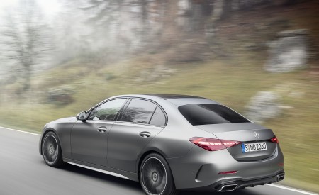 2022 Mercedes-Benz C-Class (Color: Selenite Grey Magno) Rear Three-Quarter Wallpapers 450x275 (3)
