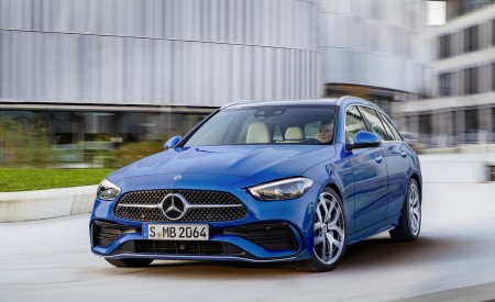 2022 Mercedes-Benz C-Class Wagon T-Model (Color: Spectral Blue) Front Three-Quarter Wallpapers 450x275 (13)