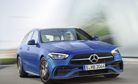 2022 Mercedes-Benz C-Class Wagon T-Model (Color: Spectral Blue) Front Three-Quarter Wallpapers 450x275 (14)