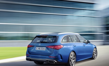 2022 Mercedes-Benz C-Class Wagon T-Model (Color: Spectral Blue) Rear Three-Quarter Wallpapers 450x275 (15)