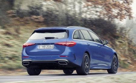 2022 Mercedes-Benz C-Class Wagon T-Model (Color: Spectral Blue) Rear Three-Quarter Wallpapers 450x275 (9)
