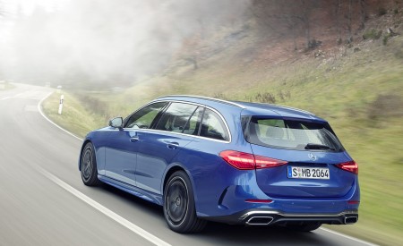 2022 Mercedes-Benz C-Class Wagon T-Model (Color: Spectral Blue) Rear Three-Quarter Wallpapers 450x275 (6)