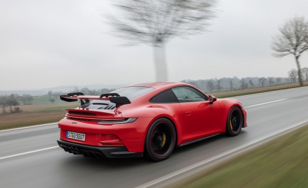 2022 Porsche 911 GT3 (Color: Guards Red) Rear Three-Quarter Wallpapers 450x275 (9)