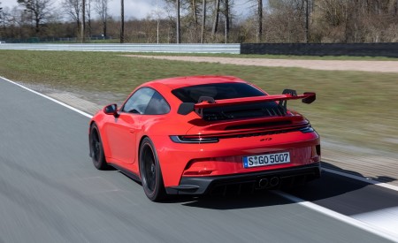 2022 Porsche 911 GT3 (Color: Guards Red) Rear Three-Quarter Wallpapers 450x275 (5)