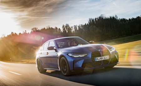 2021 BMW M3 Competition Sedan (Color: Frozen Portimao Blue Metallic) Front Three-Quarter Wallpapers 450x275 (53)