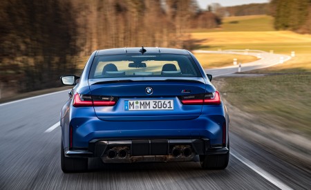 2021 BMW M3 Competition Sedan (Color: Frozen Portimao Blue Metallic) Rear Wallpapers 450x275 (60)