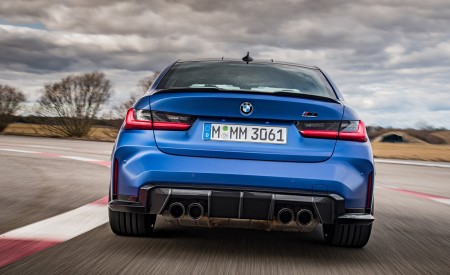 2021 BMW M3 Competition Sedan (Color: Frozen Portimao Blue Metallic) Rear Wallpapers 450x275 (45)
