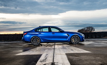 2021 BMW M3 Competition Sedan (Color: Frozen Portimao Blue Metallic) Side Wallpapers 450x275 (75)
