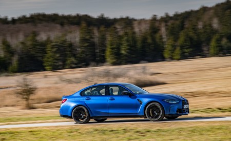 2021 BMW M3 Competition Sedan (Color: Frozen Portimao Blue Metallic) Side Wallpapers 450x275 (61)