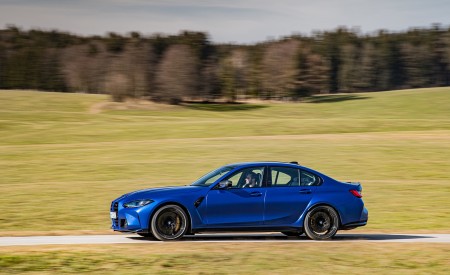 2021 BMW M3 Competition Sedan (Color: Frozen Portimao Blue Metallic) Side Wallpapers 450x275 (63)