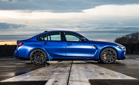 2021 BMW M3 Competition Sedan (Color: Frozen Portimao Blue Metallic) Side Wallpapers 450x275 (76)