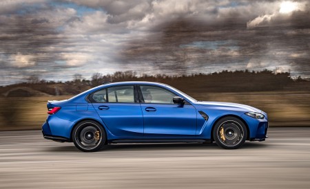 2021 BMW M3 Competition Sedan (Color: Frozen Portimao Blue Metallic) Side Wallpapers 450x275 (49)