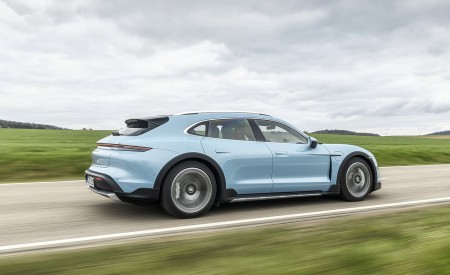 2021 Porsche Taycan 4S Cross Turismo (Color: Frozen Blue Metallic) Rear Three-Quarter Wallpapers 450x275 (51)