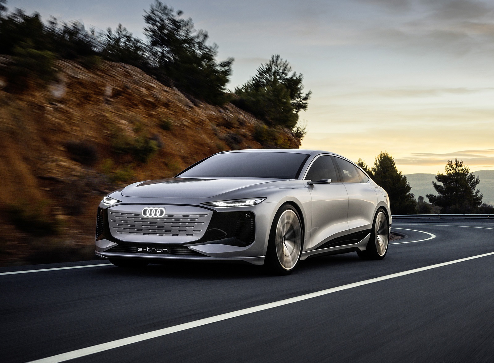 2021 Audi A6 e-tron Concept (Color: Helio Silver) Front Three-Quarter Wallpapers  (3)
