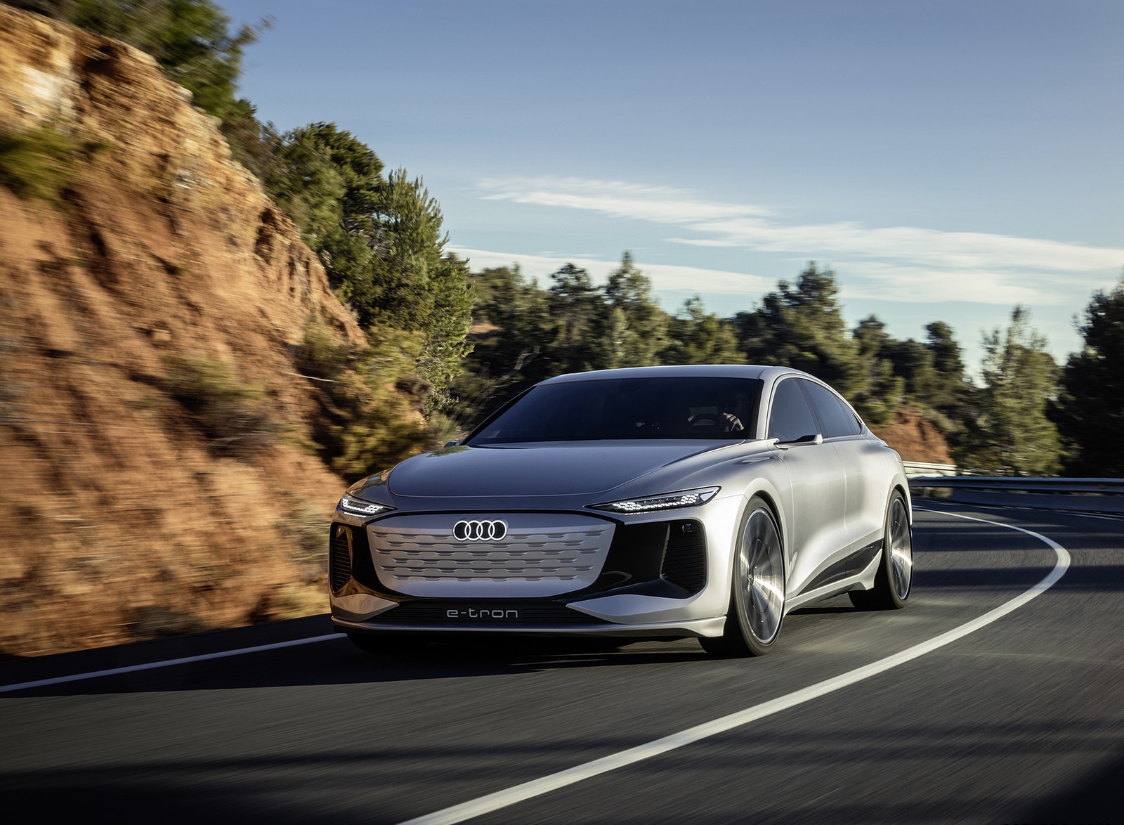 2021 Audi A6 e-tron Concept (Color: Helio Silver) Front Wallpapers (1)