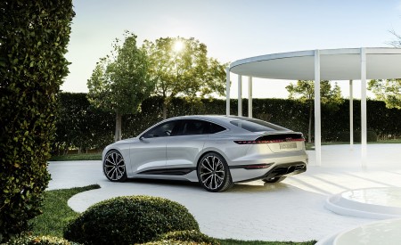2021 Audi A6 e-tron Concept (Color: Helio Silver) Rear Three-Quarter Wallpapers 450x275 (15)