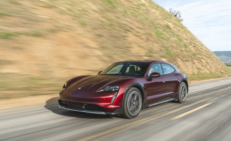 2021 Porsche Taycan 4 Cross Turismo (Color: Cherry Red) Front Three-Quarter Wallpapers 450x275 (4)
