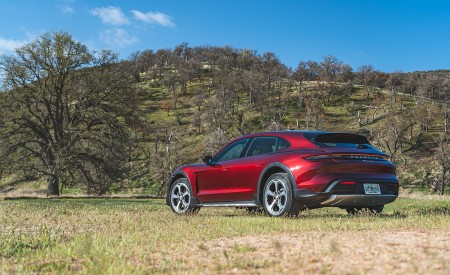2021 Porsche Taycan 4 Cross Turismo (Color: Cherry Red) Rear Three-Quarter Wallpapers 450x275 (50)