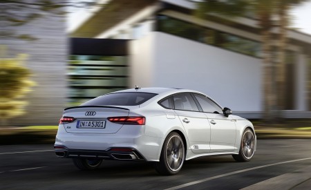 2022 Audi A5 Sportback S Line Competition Plus (Color: Glacier White Metallic) Rear Three-Quarter Wallpapers 450x275 (4)