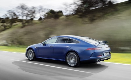 2022 Mercedes-AMG GT 53 4MATIC+ 4-Door Coupe (Color: Spectrale Blue Magno) Rear Three-Quarter Wallpapers 450x275 (20)