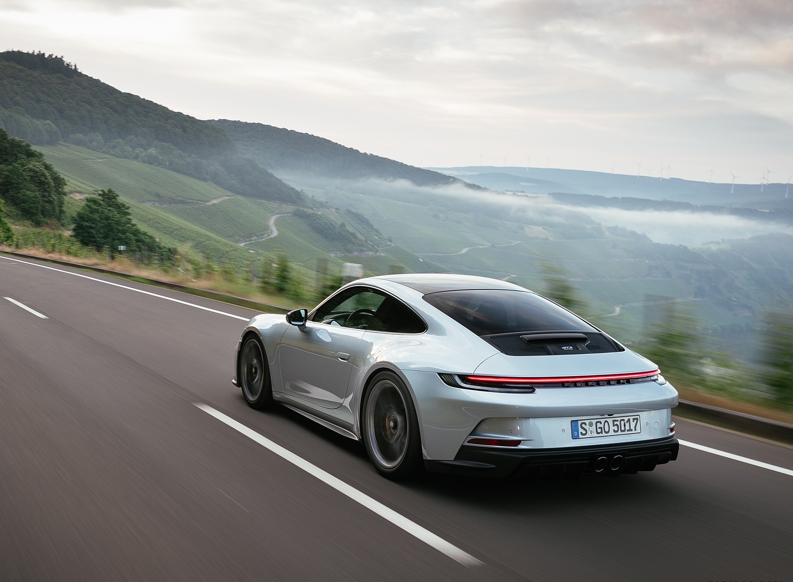 2022 Porsche 911 GT3 with Touring Package (PDK; Color: Dolomite Silver Metallic) Rear Three-Quarter Wallpapers (12)