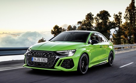 2022 Audi RS3 Sedan (Color: Kyalami Green) Front Three-Quarter Wallpapers 450x275 (1)