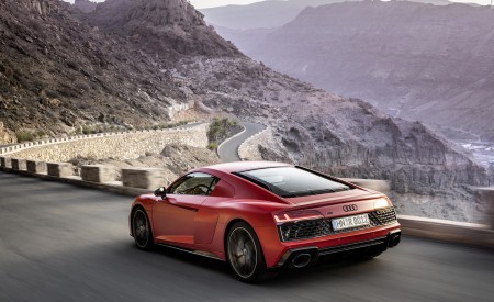 2022 Audi R8 Coupe V10 Performance RWD (Color: Tango Red) Rear Three-Quarter Wallpapers 450x275 (131)