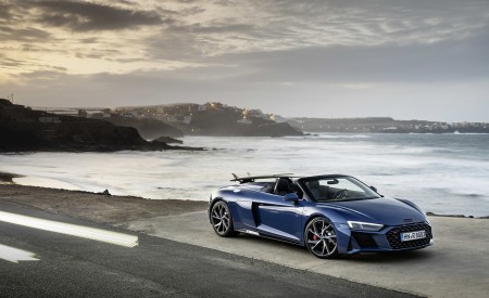 2022 Audi R8 Spyder V10 Performance RWD (Color: Ascari Blue Metallic) Front Three-Quarter Wallpapers 450x275 (28)