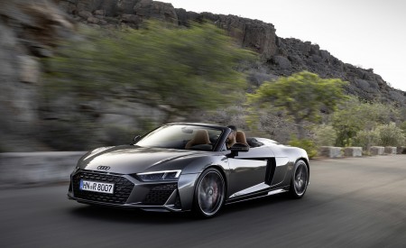 2022 Audi R8 Spyder V10 Performance RWD (Color: Daytona Gray Metallic) Front Three-Quarter Wallpapers 450x275 (13)