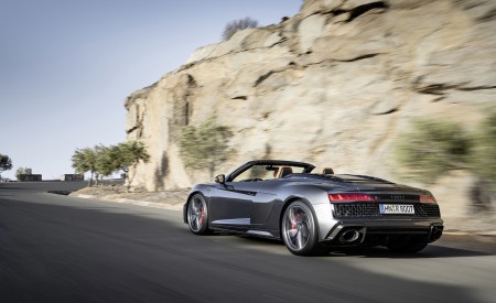 2022 Audi R8 Spyder V10 Performance RWD (Color: Daytona Gray Metallic) Rear Three-Quarter Wallpapers 450x275 (15)